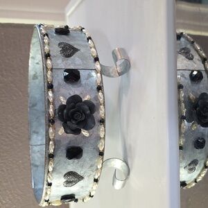 Galvanized Metal Footed Tray Upcycled With Jeweled Accents